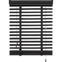 Kwantum Houtlook Jaloezie Ravi Zwart 50mm 180x175 Cm