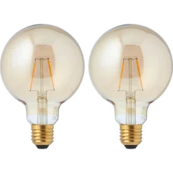 Kwantum Led Lamp 95mm Goud 2,5W E27 2 Stuks