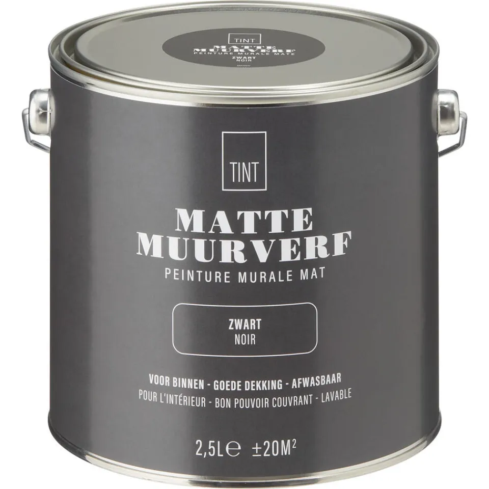 Kwantum Muurverf Mat Zwart 2.5 L
