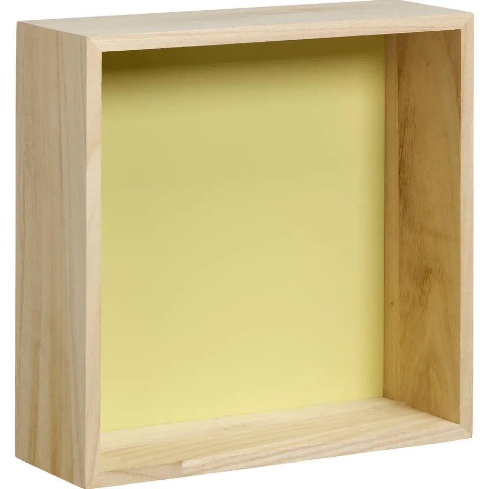 Kwantum Wanddecoratie Hout Citroengeel Maat M 25x9x25 Cm